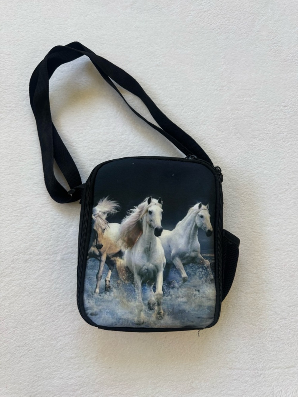 Crossbody lunch Bag with Running Horse Print